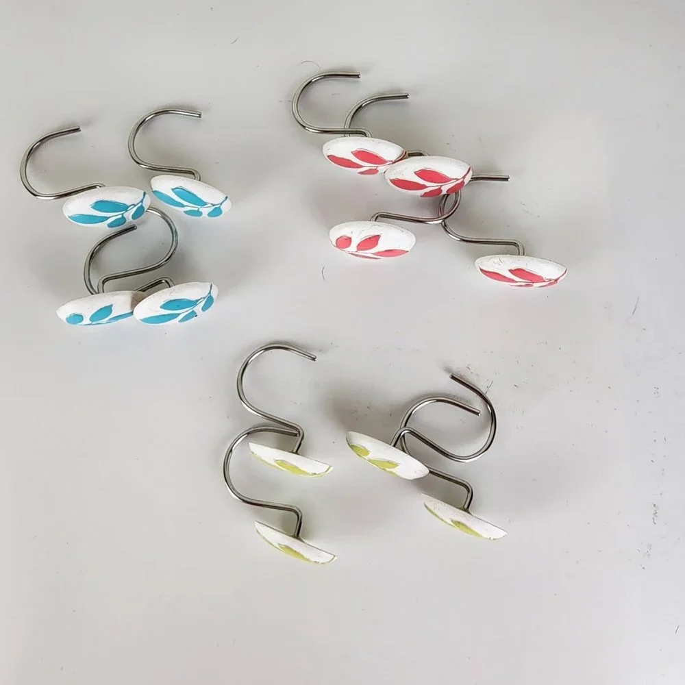 Shower Curtain Hooks Multicolors Set of Twelve